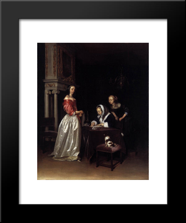 Curiosity 20x24 Black Modern Wood Framed Art Print Poster by Terborch, Gerard