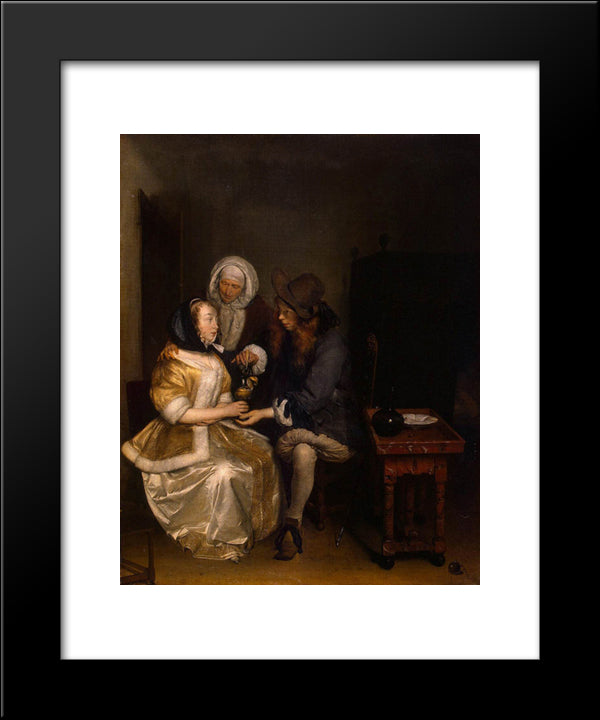 The Glass Of Lemonade 20x24 Black Modern Wood Framed Art Print Poster by Terborch, Gerard