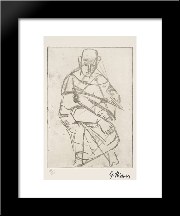 Personage 20x24 Black Modern Wood Framed Art Print Poster by Richier, Germaine