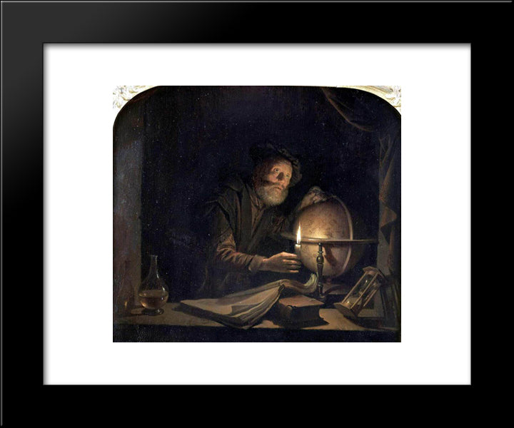 Astronomer 20x24 Black Modern Wood Framed Art Print Poster by Gerrit, Dou