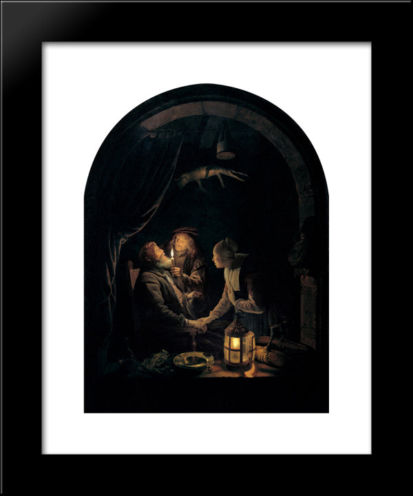 Dentist By Candlelight 20x24 Black Modern Wood Framed Art Print Poster by Gerrit, Dou