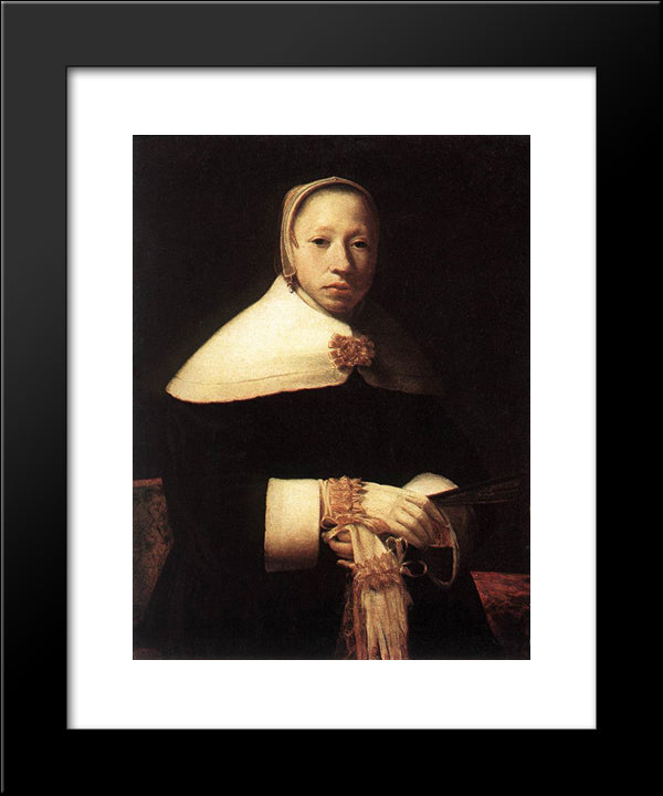 Portrait Of A Woman 20x24 Black Modern Wood Framed Art Print Poster by Gerrit, Dou