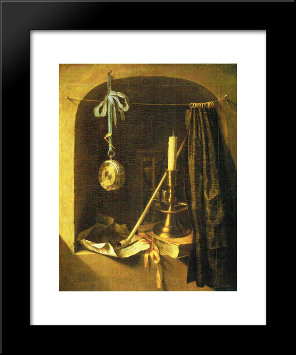 Still Life With Candle 20x24 Black Modern Wood Framed Art Print Poster by Gerrit, Dou