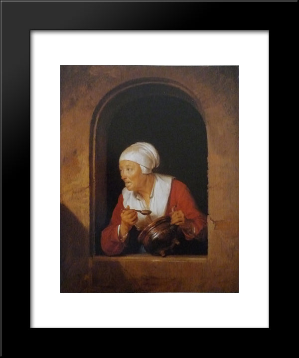 The Cook 20x24 Black Modern Wood Framed Art Print Poster by Gerrit, Dou