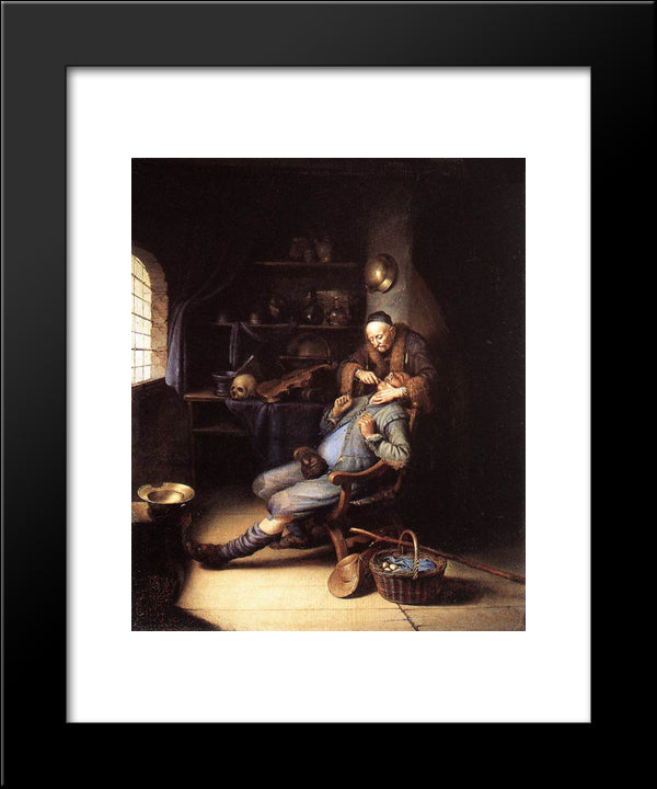 The Extraction Of Tooth 20x24 Black Modern Wood Framed Art Print Poster by Gerrit, Dou