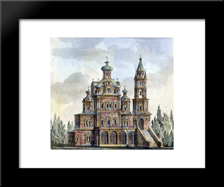 Church Of The Assumption On Pokrovka 20x24 Black Modern Wood Framed Art Print Poster by Quarenghi, Giacomo