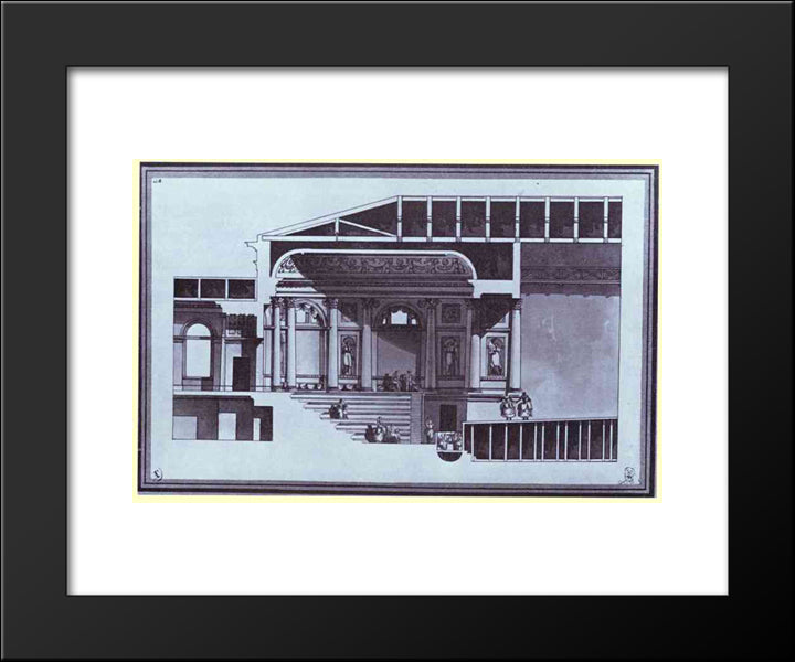 Design Of The Hermitage Theater In St. Petersburg (Section) 20x24 Black Modern Wood Framed Art Print Poster by Quarenghi, Giacomo