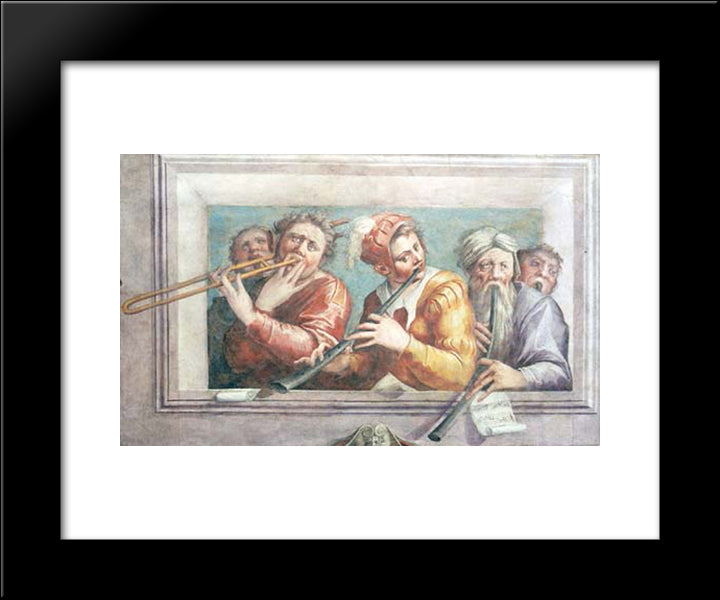 Musicians 20x24 Black Modern Wood Framed Art Print Poster by Vasari, Giorgio