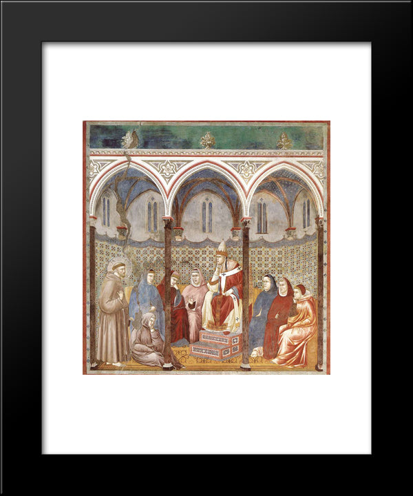 St. Francis Preaching A Sermon To Pope Honorius Iii 20x24 Black Modern Wood Framed Art Print Poster by Giotto