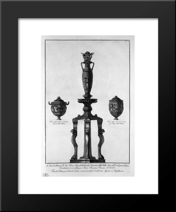 A Tripod And Two Vessels 20x24 Black Modern Wood Framed Art Print Poster by Piranesi, Giovanni Battista