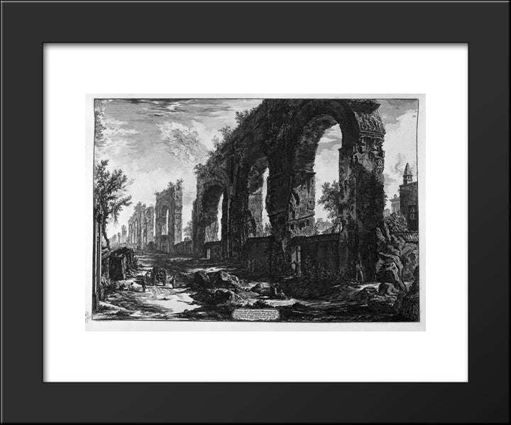 A View Of The Progress Of The Water Castle Julia 20x24 Black Modern Wood Framed Art Print Poster by Piranesi, Giovanni Battista