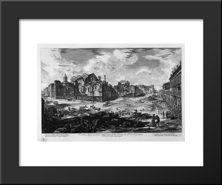 A View Of The Surpluses Above The Baths Of Diocletian 20x24 Black Modern Wood Framed Art Print Poster by Piranesi, Giovanni Battista