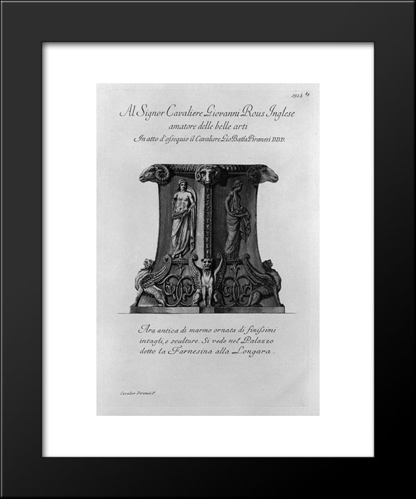 Ancient Marble Altar In The Palace Of The Farnesina 20x24 Black Modern Wood Framed Art Print Poster by Piranesi, Giovanni Battista