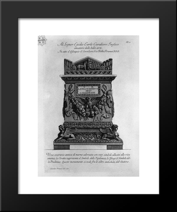 Ancient Marble Urn Adorned With Various Symbols Alluding To Human Life 20x24 Black Modern Wood Framed Art Print Poster by Piranesi, Giovanni Battista