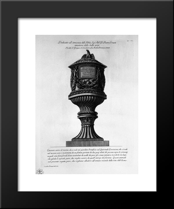 Ancient Marble Urn In The Garden Of The Quirinal 20x24 Black Modern Wood Framed Art Print Poster by Piranesi, Giovanni Battista