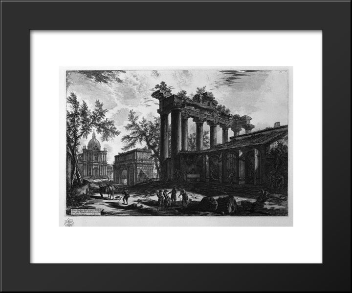Another View Of The Ruins Of The Pronaos Of The Temple Of Concord 20x24 Black Modern Wood Framed Art Print Poster by Piranesi, Giovanni Battista
