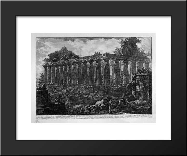 Another View Of The Temple In The City Of Paestum, Believed Dedicated To Juno 20x24 Black Modern Wood Framed Art Print Poster by Piranesi, Giovanni Battista