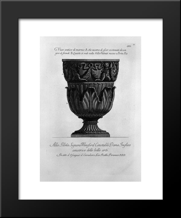 Antique Vase Of Marble In The Villa Valenti At Porta Pia 20x24 Black Modern Wood Framed Art Print Poster by Piranesi, Giovanni Battista