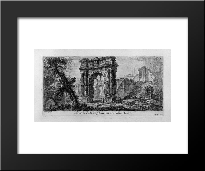 Arch Of Augustus, Manufactured By Rimini 20x24 Black Modern Wood Framed Art Print Poster by Piranesi, Giovanni Battista