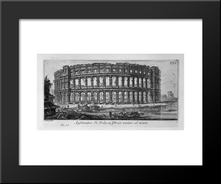 Arch Of Drusus And The Door Of St Sebastian In Rome 20x24 Black Modern Wood Framed Art Print Poster by Piranesi, Giovanni Battista