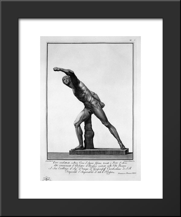Borghese Fighter 20x24 Black Modern Wood Framed Art Print Poster by Piranesi, Giovanni Battista