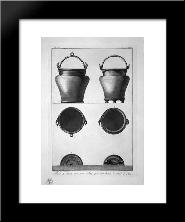 Bronze Vessels With Movable Handles, Found At Pompeii 20x24 Black Modern Wood Framed Art Print Poster by Piranesi, Giovanni Battista