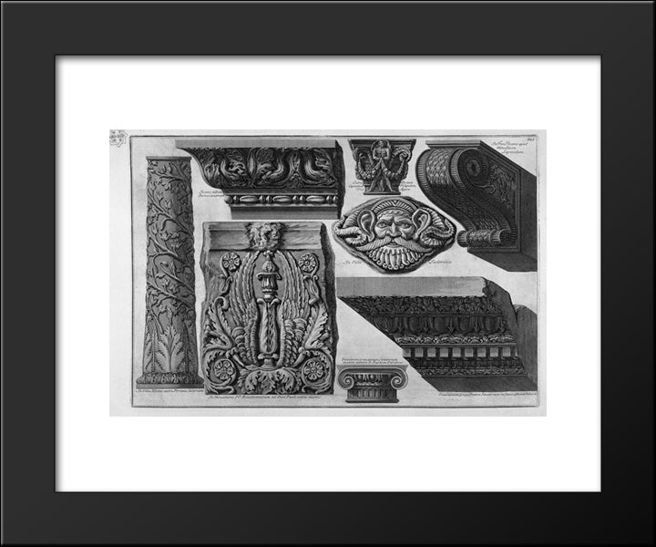 Capitals, Column, Frame, Shelf 20x24 Black Modern Wood Framed Art Print Poster by Piranesi, Giovanni Battista