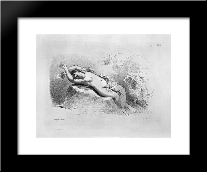 Cleopatra To Death With The Asp By Guercino 20x24 Black Modern Wood Framed Art Print Poster by Piranesi, Giovanni Battista