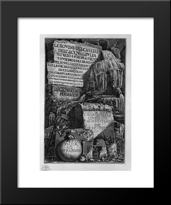 Cover Page. An Exhibition Of Water Falls From Slabs Of Marble, And Ornaments. 20x24 Black Modern Wood Framed Art Print Poster by Piranesi, Giovanni Battista