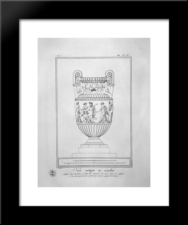 Decorative Marble Vase (Inc. In Outline) 20x24 Black Modern Wood Framed Art Print Poster by Piranesi, Giovanni Battista