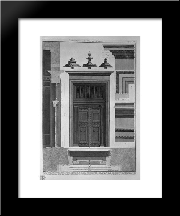 Demonstration Of The Door Of The Pantheon 20x24 Black Modern Wood Framed Art Print Poster by Piranesi, Giovanni Battista