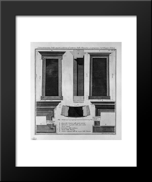 Demonstration Of The Exterior And Interior Of The Window Shows The Bell Of The Temple Of Vesta 20x24 Black Modern Wood Framed Art Print Poster by Piranesi, Giovanni Battista