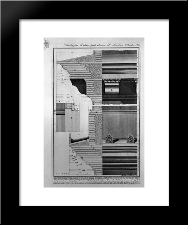 Demonstrations Of Some Outer Parts Of The Pantheon 20x24 Black Modern Wood Framed Art Print Poster by Piranesi, Giovanni Battista