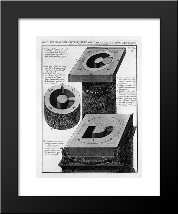 Demonstrations Of The Area Of `Boulders That Connect To Each Other 20x24 Black Modern Wood Framed Art Print Poster by Piranesi, Giovanni Battista