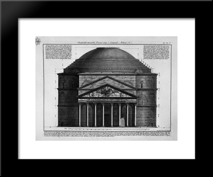 Face Of The Balance Of The Pantheon Without Roesent Modern Bell 20x24 Black Modern Wood Framed Art Print Poster by Piranesi, Giovanni Battista