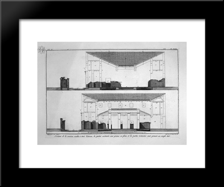 Floor Plan 20x24 Black Modern Wood Framed Art Print Poster by Piranesi, Giovanni Battista