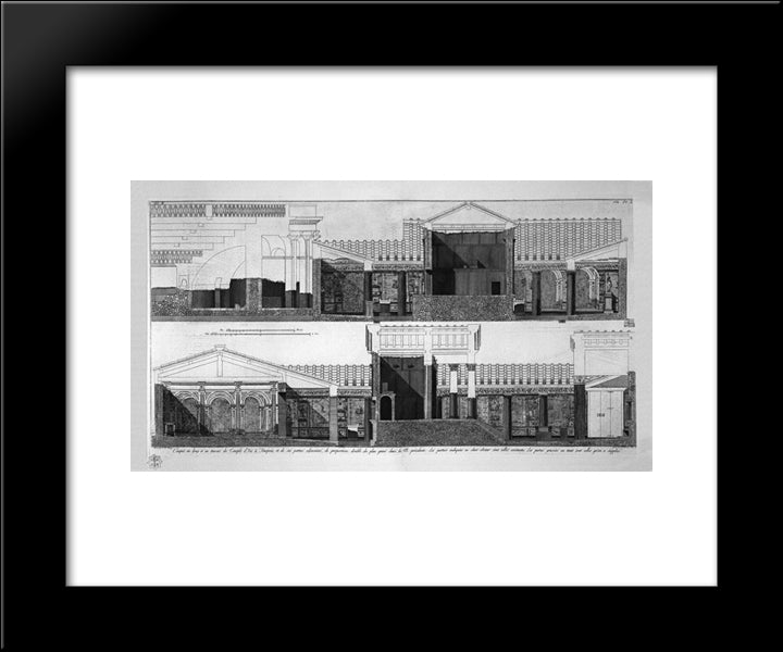 Floor Plan Of The Great Temple Of Isis, Its Atrium, Its Triclinium And Other Adjacent Buildings 20x24 Black Modern Wood Framed Art Print Poster by Piranesi, Giovanni Battista