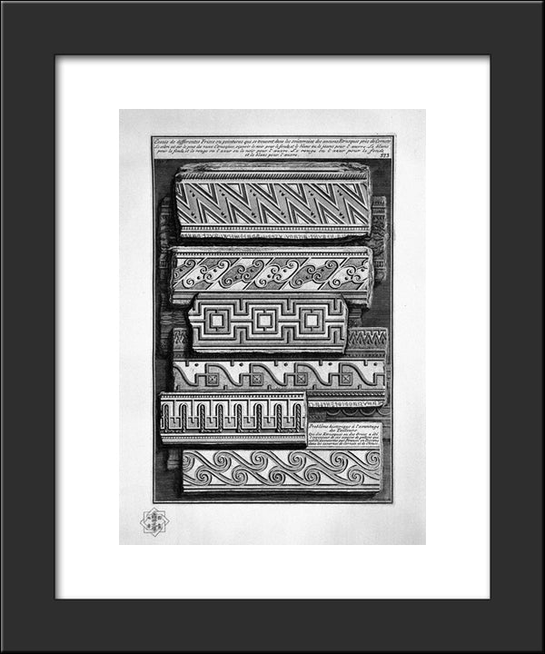 Friezes Of Etruscan Tombs Of Tarquinia 20x24 Black Modern Wood Framed Art Print Poster by Piranesi, Giovanni Battista