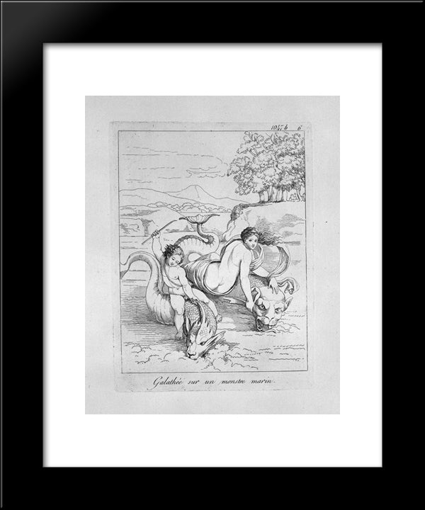 Galatea On A Sea Monster 20x24 Black Modern Wood Framed Art Print Poster by Piranesi, Giovanni Battista