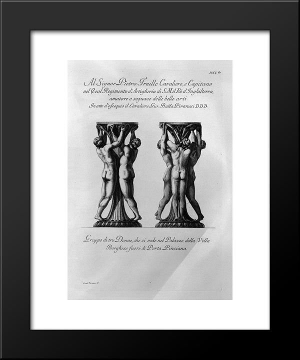 Group Of Three Women In The Palace Of The Villa Borghese 20x24 Black Modern Wood Framed Art Print Poster by Piranesi, Giovanni Battista