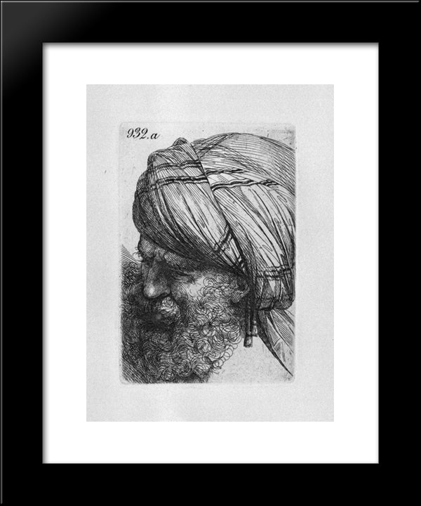Head Of Old Man With Turban 20x24 Black Modern Wood Framed Art Print Poster by Piranesi, Giovanni Battista
