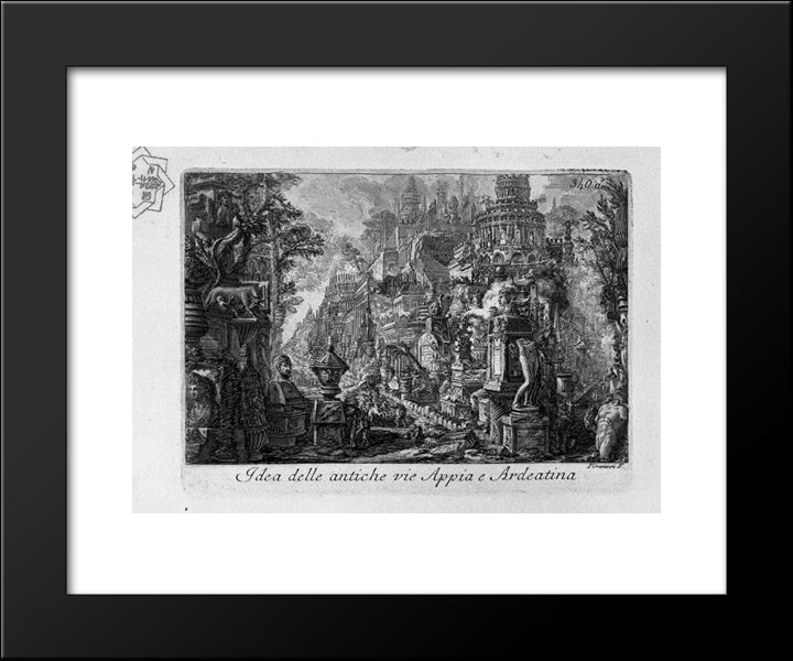 Idea Of The Ancient Via Appia And Ardeatina 20x24 Black Modern Wood Framed Art Print Poster by Piranesi, Giovanni Battista