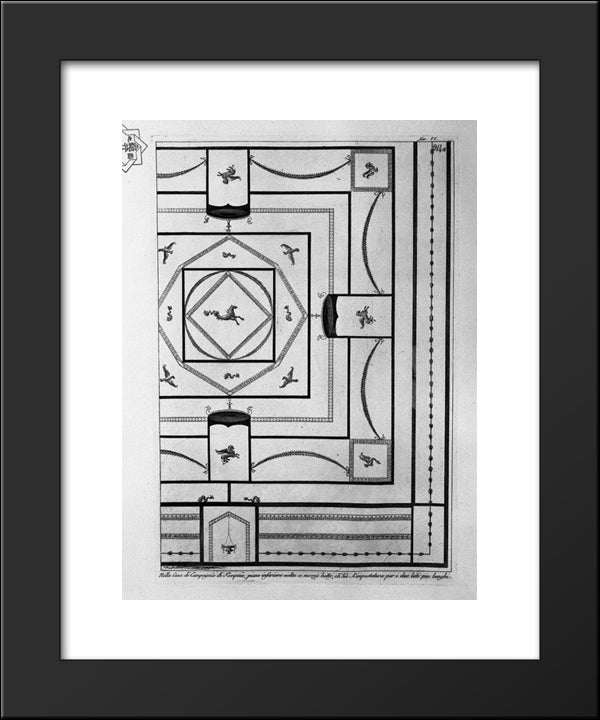 In The House Of Pompeii, Once Downstairs Half-Barrel, The Ch`Ha Impostatura For The Two Longer Sides 20x24 Black Modern Wood Framed Art Print Poster by Piranesi, Giovanni Battista