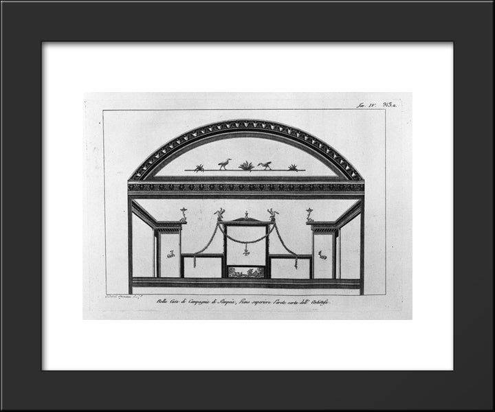 In The House Of Pompeii, The Lower Floor, Wall Of A Room 20x24 Black Modern Wood Framed Art Print Poster by Piranesi, Giovanni Battista