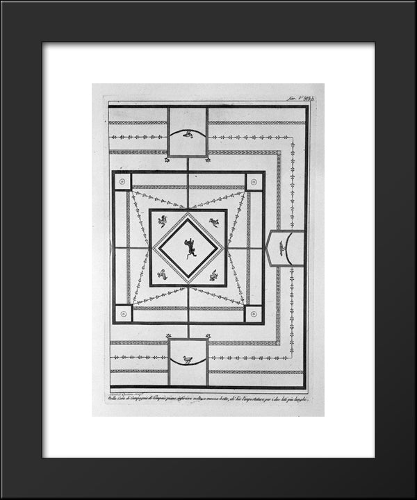 In The House Of Pompeii, Upper Floor Wall Short Dell`Antistufa 20x24 Black Modern Wood Framed Art Print Poster by Piranesi, Giovanni Battista