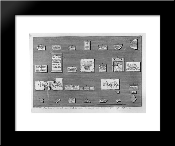 Inscriptions Found In The Excavation Same Without Having A Secure Relationship Seize Scipios 20x24 Black Modern Wood Framed Art Print Poster by Piranesi, Giovanni Battista