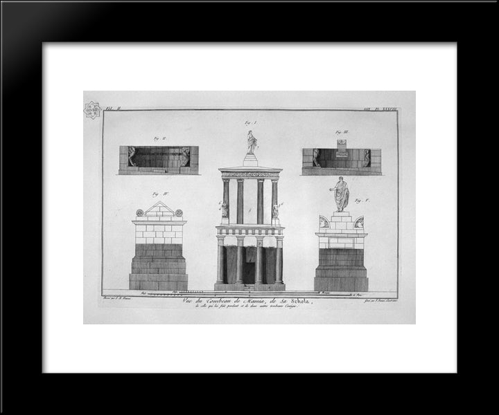 Longitudinal Section Of The Staircase Leading To The Tomb Aforesaid 20x24 Black Modern Wood Framed Art Print Poster by Piranesi, Giovanni Battista