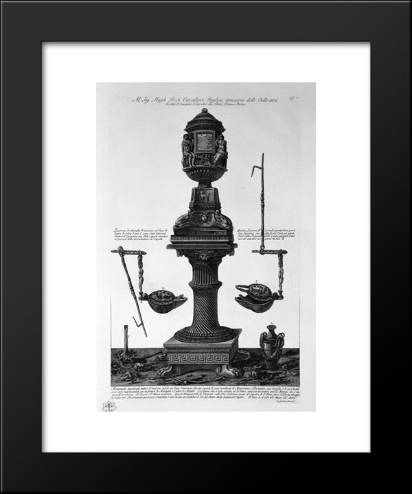 Marble Tomb Found In 1765 On The Via Labicana Together With Two Vases And A Lamp 20x24 Black Modern Wood Framed Art Print Poster by Piranesi, Giovanni Battista
