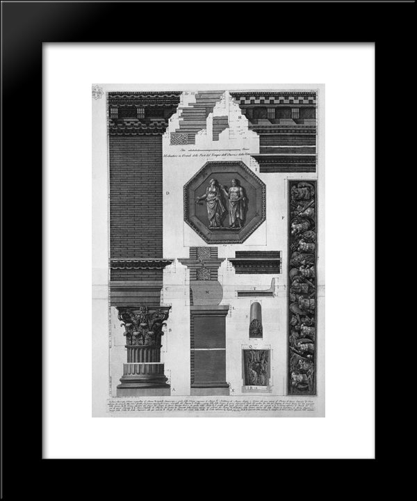 Modinature In Large Parts Of The Temple Of Honor And Virtue 20x24 Black Modern Wood Framed Art Print Poster by Piranesi, Giovanni Battista