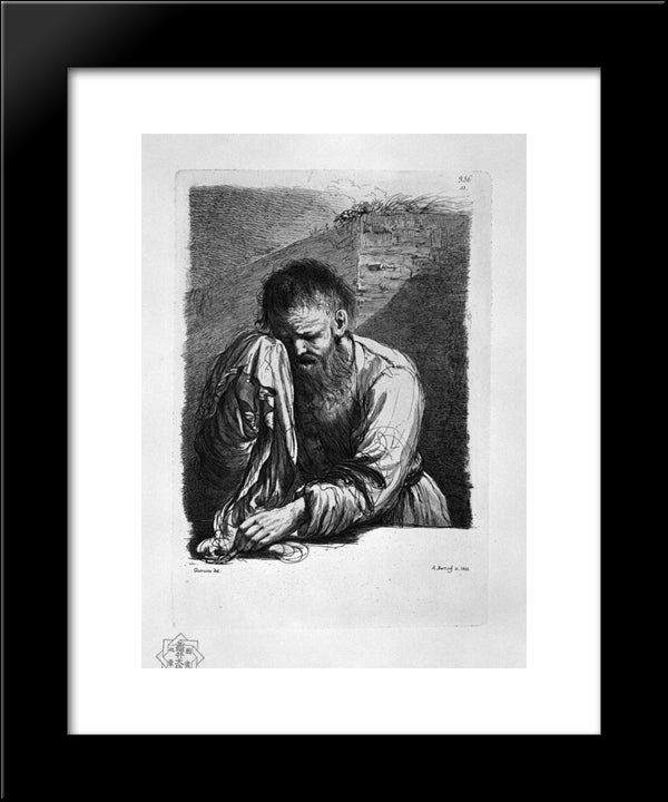 Old Weeping (Half Length) By Guercino 20x24 Black Modern Wood Framed Art Print Poster by Piranesi, Giovanni Battista